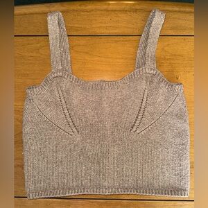 Zara knit tank crop top taupe